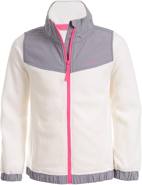 Girls' Full-Zip Fleece Jacket, Signature Logo Design, Lightweight & Wind Resistant